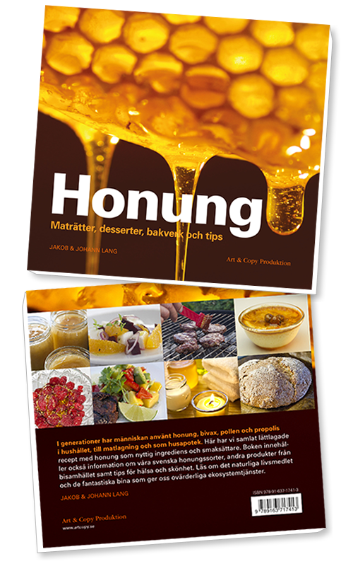 Honung – maträtter, desserter, bakverk och tips. Boken innehåller förutom recept med honung även information om våra svenska honungsorter, andra produkter från bisamhället samt tips för hälsa och skönhet.